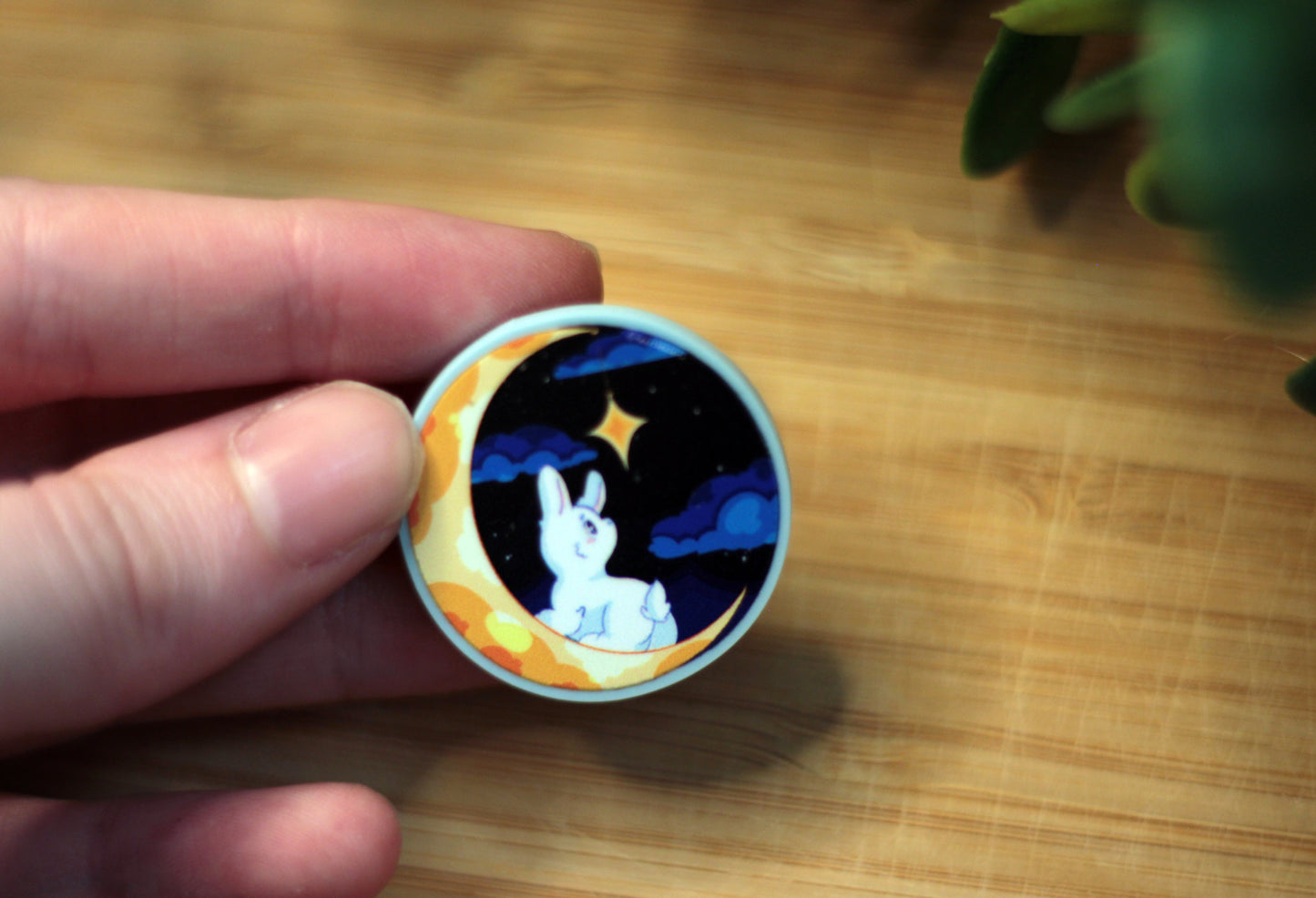 Moon Bunny Pastel Acrylic Badge