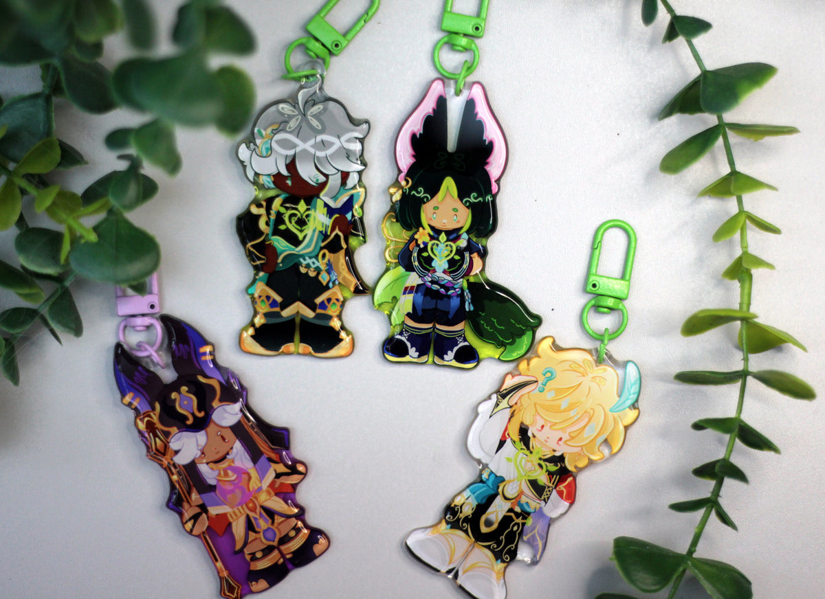 4ggervate Keychains - Cyno, Tighnari, Alhaitham and Kaveh FANMADE