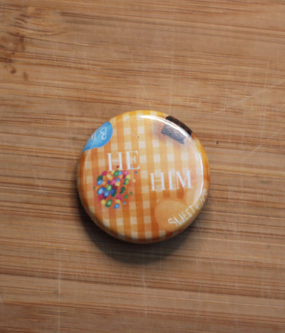 B GRADE; Candy Pronoun Pin Badges (SELLING AT A DISCOUNT)