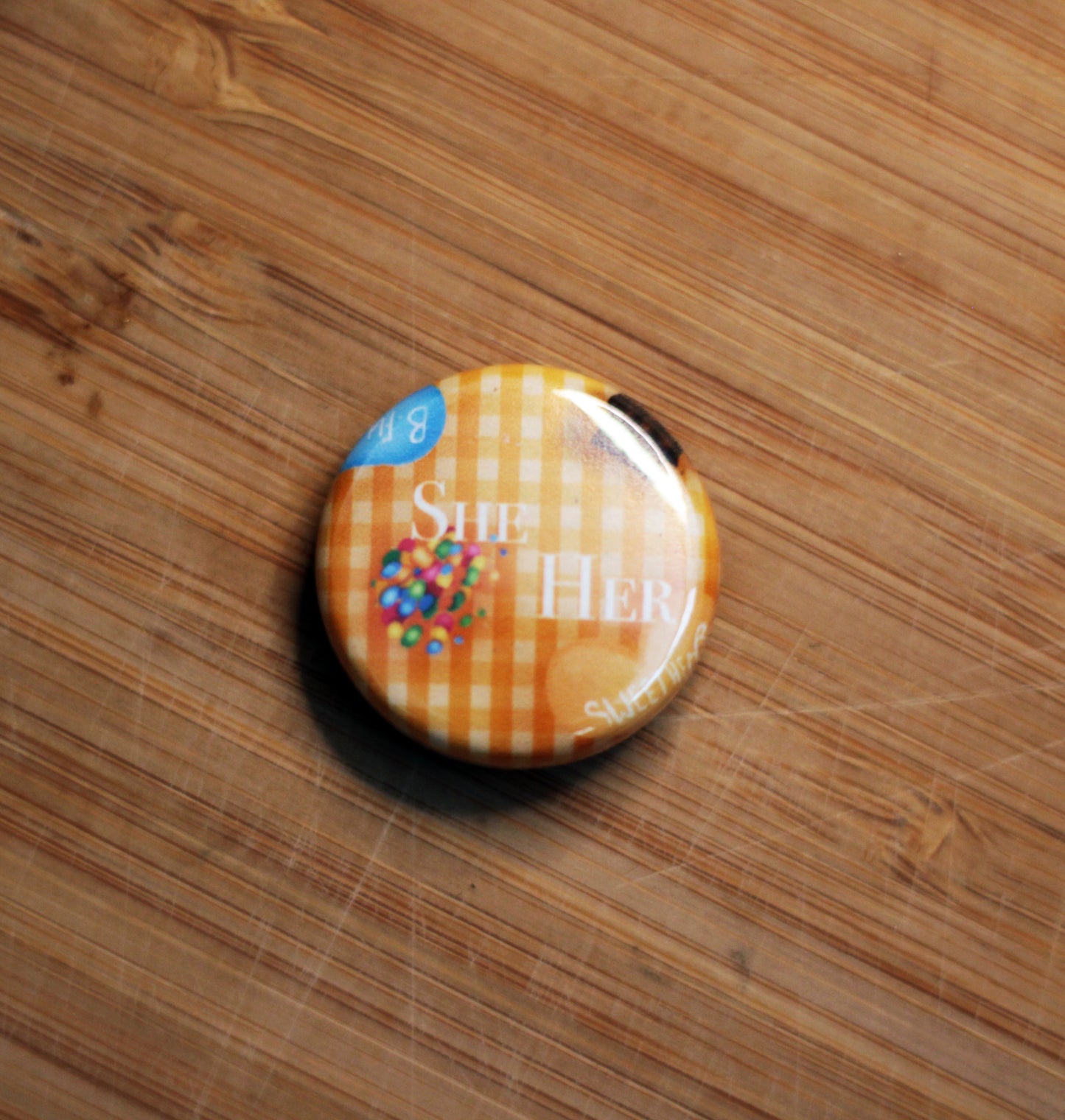 B GRADE; Candy Pronoun Pin Badges (SELLING AT A DISCOUNT)