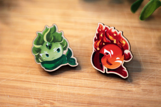 Fire Spirit and Wind Archer Wooden Badges - CRK BADGES