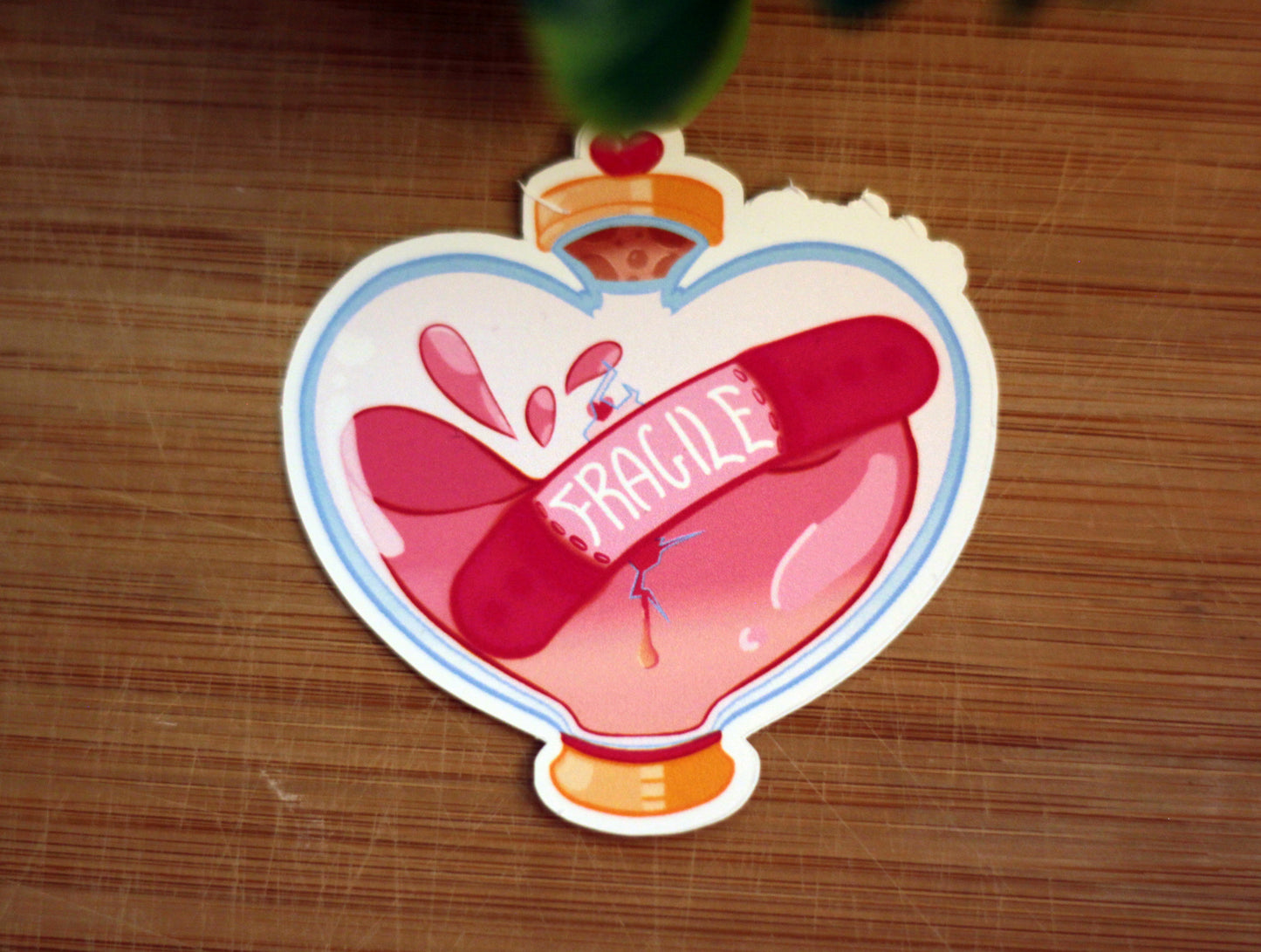 Fragile Heart Potion Bottle Badge / Sticker