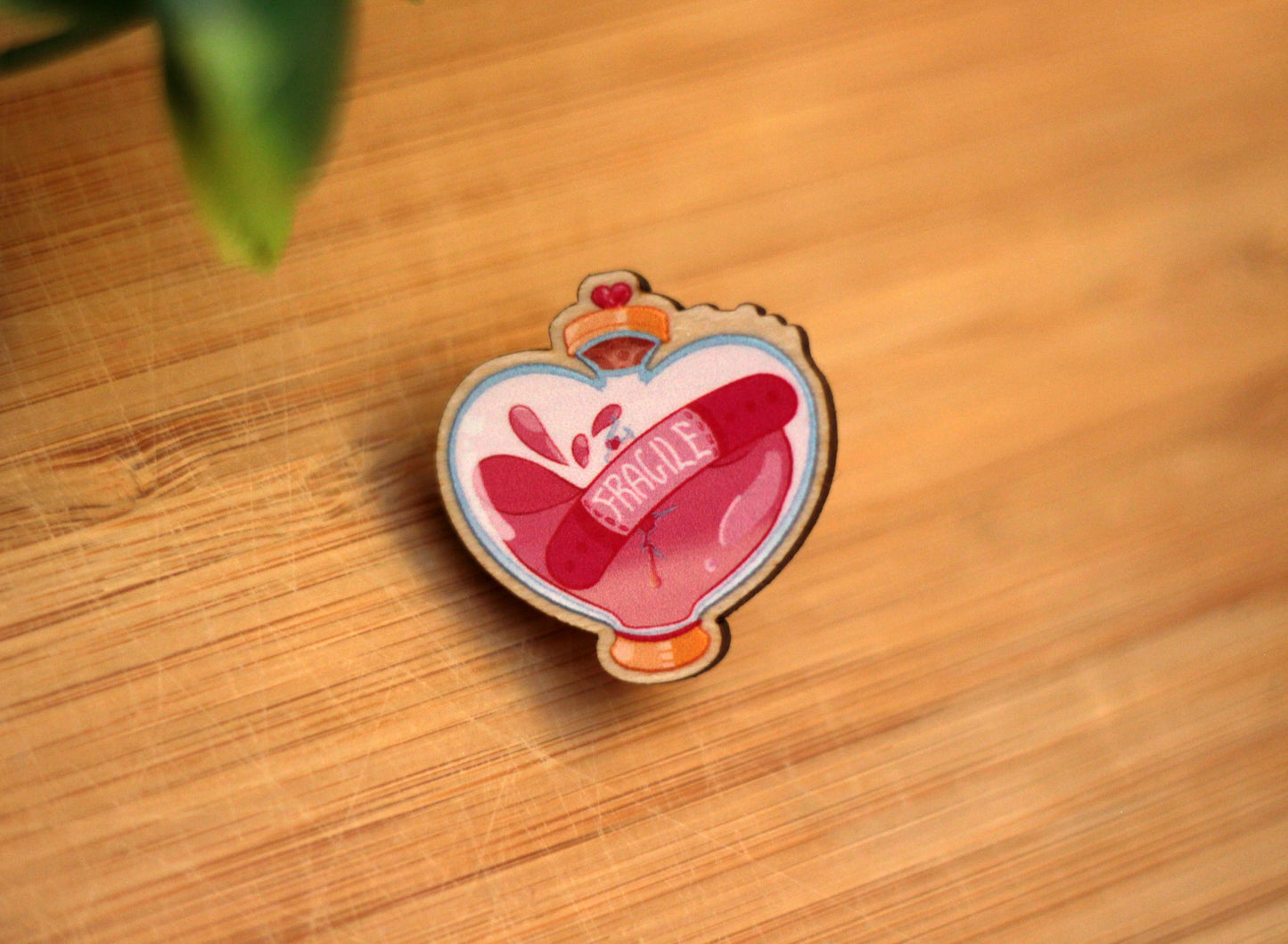 Fragile Heart Potion Bottle Badge / Sticker