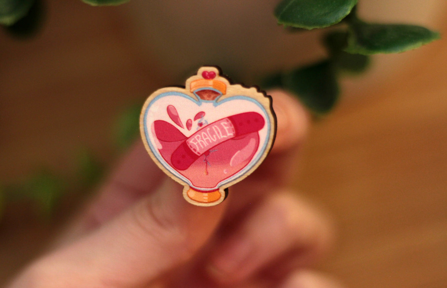Fragile Heart Potion Bottle Badge / Sticker