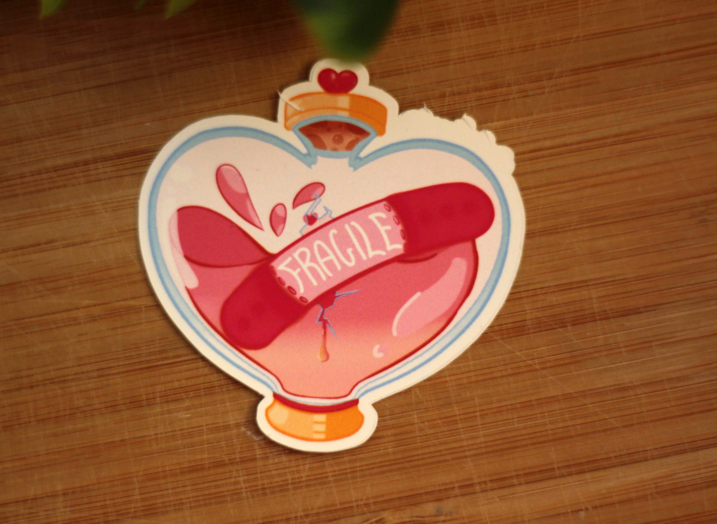 Fragile Heart Potion Bottle Badge / Sticker