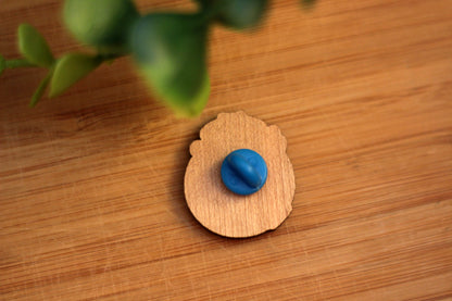 Frankie in a Bottle - Wooden Badge Design