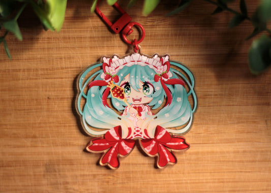 Strawberry Miku Keychain - FANART