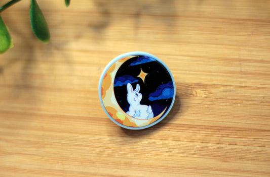 Moon Bunny Pastel Acrylic Badge