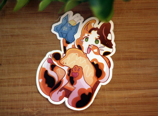 Toast Cat Sticker - Cute Original Design