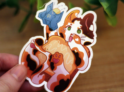 Toast Cat Sticker - Cute Original Design